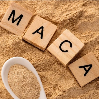 Maca pulver och text