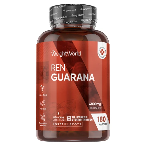 Pure Guarana 4800 mg, 180 kapslar - Energigivande tillskott
