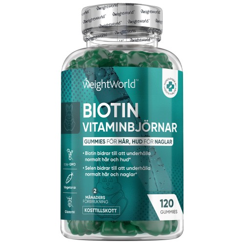Biotin b7 vitamine, Biotin hår, Hud & Naglar - 120 biotine gummies - Med zink och vitaminer