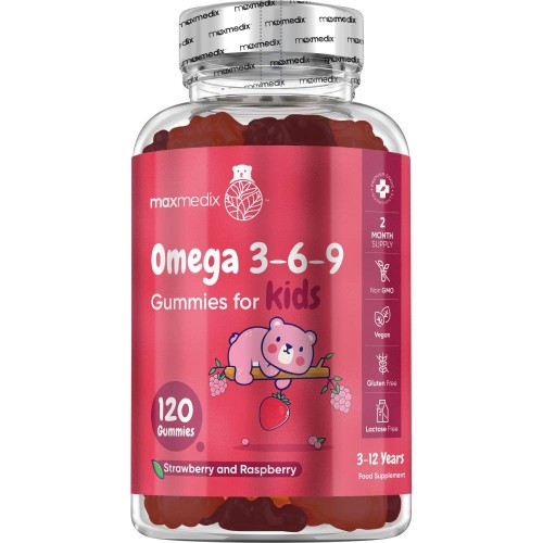 Omega 3 för barn med omega 6 och 9, 200 mg 120 vitaminer - Barnvitaminer med fruktsmak