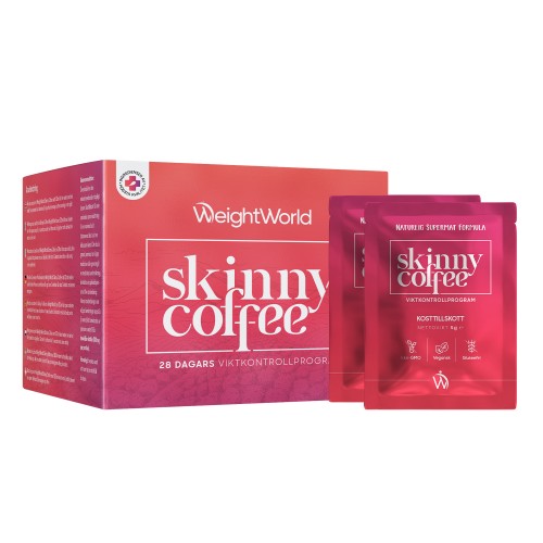 Skinny Coffee - Ett komplett 28 dagars vikthanteringsprogram - Viktminskningskaffe med endast 10 kalorier per portion - 90g hälsosamt snabbkaffepulver