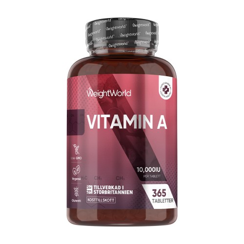 A-vitamin 365 kapslar, 10000IE (3500 mcg) - Få 1-års förbrukning naturlig A-vitamin