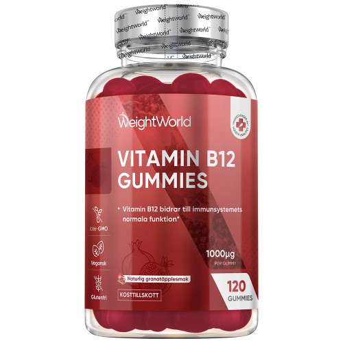 Vitamin B12 1000 mcg gummies , 120 pcs - Vegan B12 metylkobalamin supplement - WeightWorld