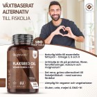 En man som visar ett hjärta för omega 3 6 9 softgels som visar vad produkten är bra för