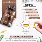 Linfröolja kapslar visar storleken av den mjuka kapseln och förklarar innehållet med de olika omega fettsyror