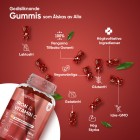 Visar en burk av WeightWorlds Järn gummies samt text gällande information om allergier