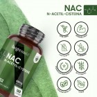 En burk med WeightWorlds N-acetylcystein (NAC) och olika produktfördelar