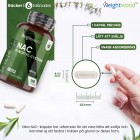 Bild på en burk med WeightWorlds N-acetylcystein (NAC) tillsammans med en kapsel med måttuppgifter